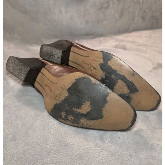 Vintage Liz Claiborne Brown Leather Mules Square Toe Basket Weave Womens 7.5 - Picture 9 of 9